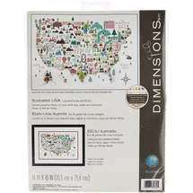 Dimensions D70-35360 50 States Counted Cross Stitch Kit: Illustrated USA, Aida, 35 x 25cm