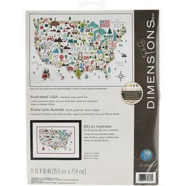 Dimensions D70-35360 50 States Counted Cross Stitch Kit: Illustrated USA, Aida, 35 x 25cm