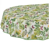 ANRO Tischdecke abwaschbar Tischtuch Baumwolle Polyester wasserabweisend (Einzelstück 1-tlg), Schmutzabweisend abstrakt Hellgrün Oval 180x140cm grün Oval | 140 cm x 180 cm
