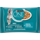 PURINA ONE Adult Katzenfutter nass, zarte Stückchen in Sauce mit Hochseefisch, 12er Pack (12 x 4 à 85g)