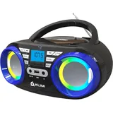 Klim B3 Tragbarer CD Player - FM Radio, CD, MP3, Bluetooth, AUX, USB, RGB LED - kabelloser Betrieb mit wiederaufladbaren Akku blau - Blau