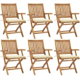 vidaXL Klappbare Gartenstühle mit Kissen 39 x 38 x 26 cm creme 6 St.