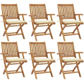 vidaXL Klappbare Gartenstühle mit Kissen 39 x 38 x 26 cm creme 6 St.