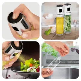 GOURMETmaxx Sprühflasche Essig & Öl 2er-Set 100 ml schwarz/Edelstahl