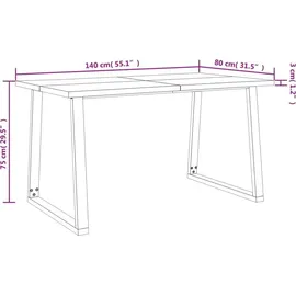 vidaXL Esstisch Baumkante 140x80x75 cm Massivholz Akazie