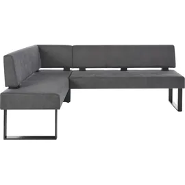 Home Affaire Eckbank HOME AFFAIRE "Oliver mit Metallgestell, Küchenbank", grau (grau, schwarz), B:180cm H:89cm T:140cm, Holzwerkstoff, Massivholz, Polyester, Sitzbänke, Eckbank, verschiedene Bezüge Cord Esszimmerbank OTTOs Choice