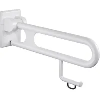 Normbau Stützklappgriff Nylon 850 mm mit Papierrollenhalter und Abrollbremse weiß Wandstützgriff