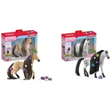 SCHLEICH Horse Club 42580 Sofia's Beauties Andalusierstuten Pferde-Beauty Set mit Bürste & Horse Club 42622 Sofia's Beauties Knabstrupper Hengst Styling Set