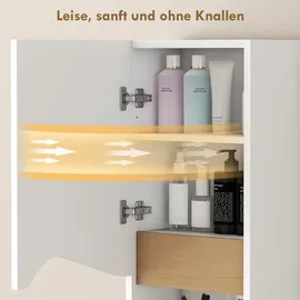 Homcom Badezimmerschrank Wandschrank mit Soft-Close-Tür, und offenem Fach Weiß