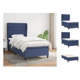 vidaXL Boxspringbett mit Matratze Blau 90x190 cm Stoff