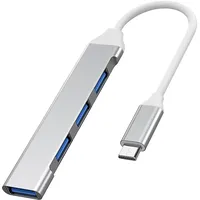 PremiumCord ​​​​USB-C auf 4X USB A, Datenübertragung 3.2 Gen1 5Gbit/s, Typ-C Stecker, Laden von 5V, für PCs, Laptops, Tastaturen, Mäuse, SSDs, Metallgehäuse, Länge: 15 cm