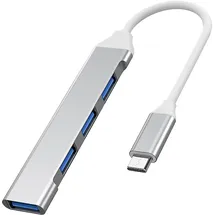 PremiumCord ​​​​USB-C auf 4X USB A, Datenübertragung 3.2 Gen1 5Gbit/s, Typ-C Stecker, Laden von 5V, für PCs, Laptops, Tastaturen, Mäuse, SSDs, Metallgehäuse, Länge: 15 cm