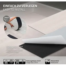 ML-Design PVC Bodenbelag, 11,15 m2 80 Dielen Eiche Weiß