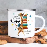 Wandtattoo Loft Kindertasse mit Namen und Giraffen Motiv, Emaille Tasse Kinder mit Namen, Tasse Kinder, Kindertasse personalisiert, Trinkbecher Kinder, Schulkind Tasse mit Namen, Camping Tasse Kinder