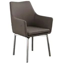 KAWOLA Stuhl Cali Sessel Microfaser Esszimmerstuhl taupe Füße Edelstahl