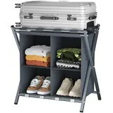 Garden 4 you Kofferständer Klappbar, Gepäckablage, Kofferständer, Kofferbock Kofferablage, Kofferstände mit Ablagefächern für Schlafzimmer Gästezimmer Hotel, für Reisegepäck (Grau)