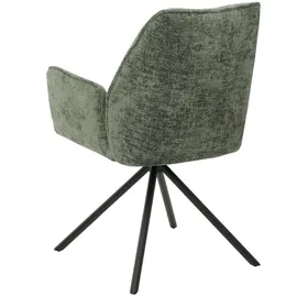 Mendler Esszimmerstuhl HWC-G67, Küchenstuhl Stuhl mit Armlehne, drehbar Auto-Position, Chenille MVG grün