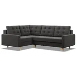 mebligo BLANK - Rechts Ecksofa mit Schlaffunktion, Wendekissen, Otomane, Bettkasten, Grau - Grau