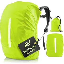 AVANA Regenschutz für Rucksäcke mit Reflexstreifen (10-70L) wasserdichte Regenhülle Schulranzen Rucksack Cover reflektierender Rucksacküberzug Neongrün