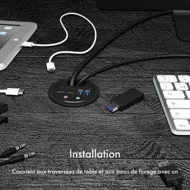 Icy Box IB-HUB1403B 4 Port USB 3.0 Tisch-Hub mit Type-C®, Type-A und Audio Ein-/Ausgang