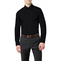 seidensticker Herren Hemd Slim Fit Bügelfrei Kent Langarm Business Shirt, Schwarz, 42