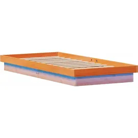vidaXL Massivholzbett mit LED-Beleuchtung Wachsbraun 90x200 cm Kiefer