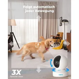 Reolink 5MP PTZ Überwachungskamera Auto-Tracking, 3X Optischem Zoom, Baby Monitor mit Mensch/Haustiererkennung