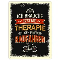 Trendaffe Keine Therapie - nur Radfahren Metallschild XL mit