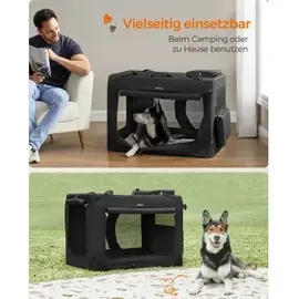 Songmics FEANDREA XXXL Transportbox faltbar Oxford-Gewebe,Netzstoff,atmungsaktiv,Schwarz - schwarz