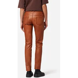 Ricano Dorin Damen, Lederhose/Lederjeans - 5-Pocket Stil (Slim Fit/Low Waist) - echtes (Premium) Lamm Leder cognac, Obermaterial: 100% Lammnappaleder LANA., figurbetont, Hosen 5-Pocket-Hose, Handgefertigt aus echtem