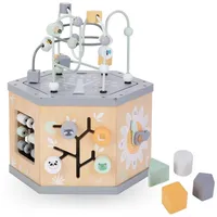 Mamabrum 7-in-1 Lernwürfel - Baby Spielzeug mit Motorikschleife, Abakus, Uhr, Zahnräder, Formsortierer & Labyrinth - Spielzeug ab 1 Jahr für Motorik & Entwicklung