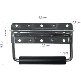 HMF 14990-09 Klappgriff für Kisten, 2er Set, Gefedert, 12,5 x 4 cm, Silber verzinkt