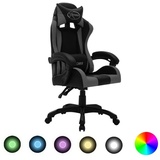 vidaXL Gaming-Stuhl mit RGB LED-Leuchten Grau und Schwarz Kunstleder