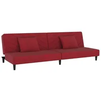 vidaXL Schlafsofa 2-Sitzer mit 2 Kissen Weinrot Samt