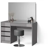 livinity® Schminktisch-Set Imola, 120 cm mit Hocker Grau - Grau