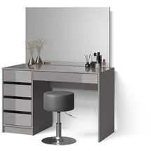 livinity® Schminktisch-Set Imola, 120 cm mit Hocker Grau - Grau