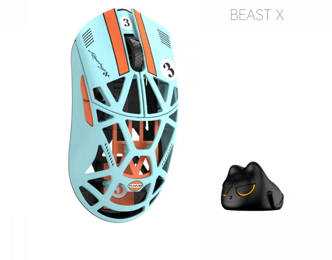 WLMouse Beast X Pro - Blau/Orange [Omron Opticals] - Solide Seite