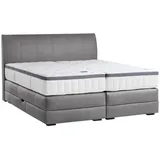 Novel Boxspringbett, Grau, Textil, Wenge, H4, 7-Zonen, Höhe ca. 27 cm, 180x200 cm, Bettkasten, gepolstertes Kopfteil, Federkernmatratze, Stoffauswahl, in verschiedenen Größen erhältlich, Schlafzimmer, Betten, Doppelbetten