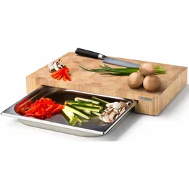 Continenta Schneidebrett Handarbeit mit Edelstahlschublade 1-tlg. 48 x 32,5 cm Beige