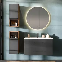 Planetmöbel Badmöbel Set LUX 90 cm mit Keramikwaschbecken und
