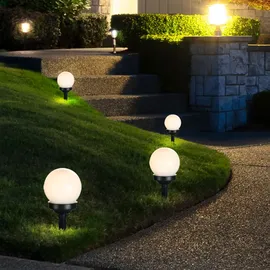 ETC Shop LED Außen Kugelleuchten Solarleuchte Steckleuchte Erdspieß Gartendeko Wegleuchte, IP44, 4er Set