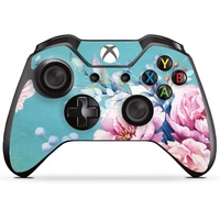 Skin kompatibel mit Microsoft Xbox One Controller Folie Sticker Blau pink Blumen