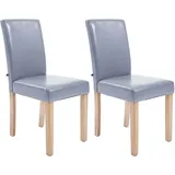 CLP Esszimmerstuhl Ina Kunstleder (2er Set), Holz, ohne Armlehnen grau