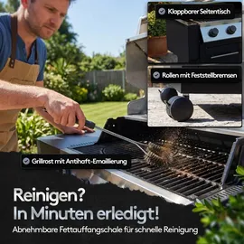 flammenwerk Gasgrill 4+1 Brenner schwarz