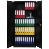 Proregal Flügeltürenschrank ELEPHANT HxBxT 185x90x40cm | 4 Fachböden Schwarz | Metallschrank abschließbar Lagerschrank Aktenschrank Büroschrank