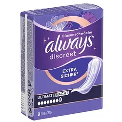 always Inkontinenzeinlagen discreet Extra Sicher Ultimate Nacht für Slip, 8 St.