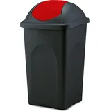 BigDean Mülleimer 60 Liter Rot schwarz Abfalleimer Schwingdeckeleimer : Rot Schwarz : 60 L