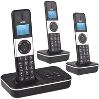 Bisofice D1002 Telefon Schnurlos 3 Mobilteile mit Anrufbeantworter, Anrufer-ID/Anklopfen, 1,6-Zoll-LCD-Bildschirm, 16 Sprachen, Schnurlostelefon für Büro- und Heimkonferenzen