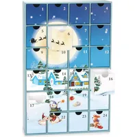 Brubaker Adventskalender zum Befüllen - Weihnachtsdorf im Schnee - DIY Weihnachtskalender mit 24 Türchen - 39 cm groß aus Pappe - Blau/Weiß