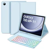 Bettdow für Samsung Galaxy Tab A9+/A9 Plus 2023 Tastatur Hülle, Deutsch QWERTZ Layout Abnehmbarer Beleuchtete Tastatur, Hülle mit Stifthalter für Galaxy Tab A9+ 11 Zoll SM-X210/X215/X216, Blau